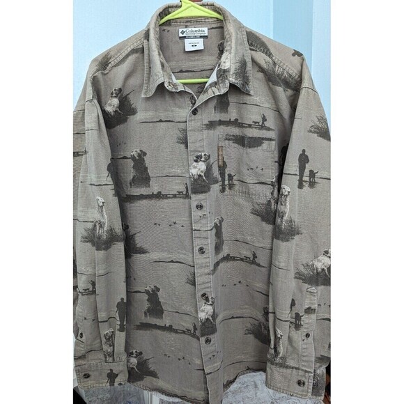 Columbia Green River Lodge Retriever Dogs Hunting Long sleeve shirt Size .M - Picture 1 of 12